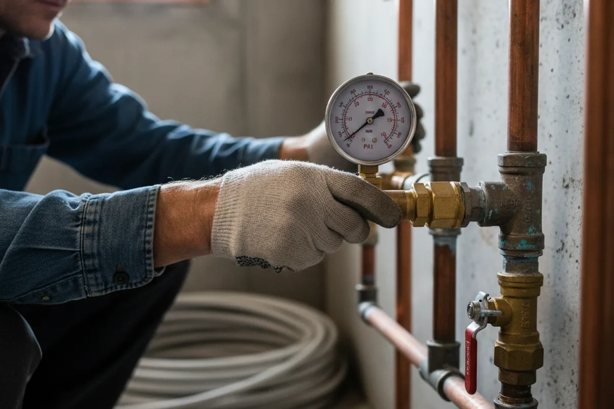 Pressure testing a repaired line during Water Line Repair in Richvale
